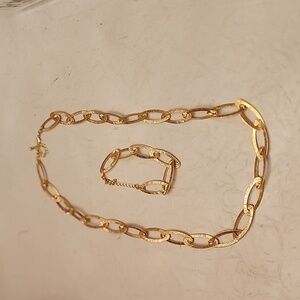 Necklace gold tone over sterling silver with matching bracelet